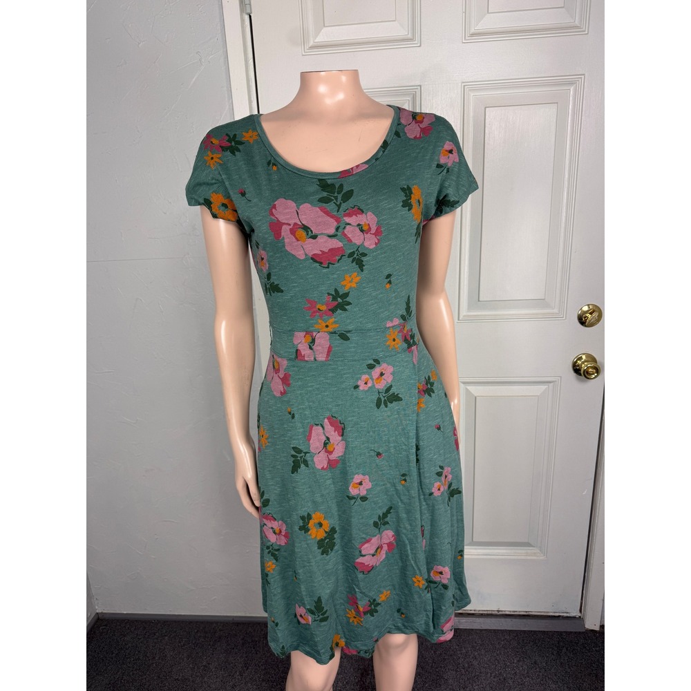 Toad & Co Dress Small Cue Floral Organic Cotton Tencel Short Sleeve Stretch NN20